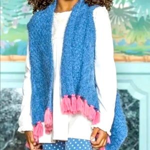 Matilda Jane Mirror Image Blue Knit Vest Pink Fringes Girl Size 8 NWT